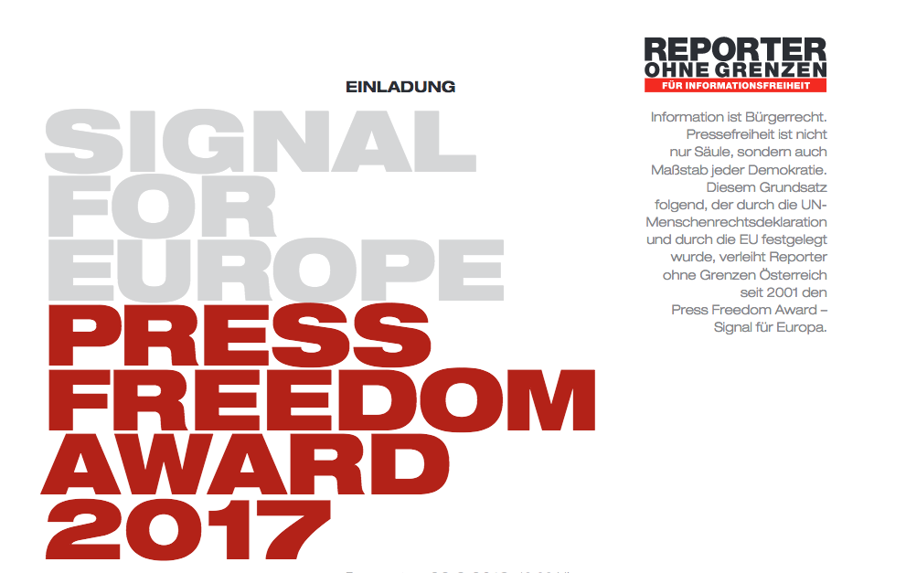Press Freedom Award – 22.03.2018 Press Freedom Award – 22.03.2018